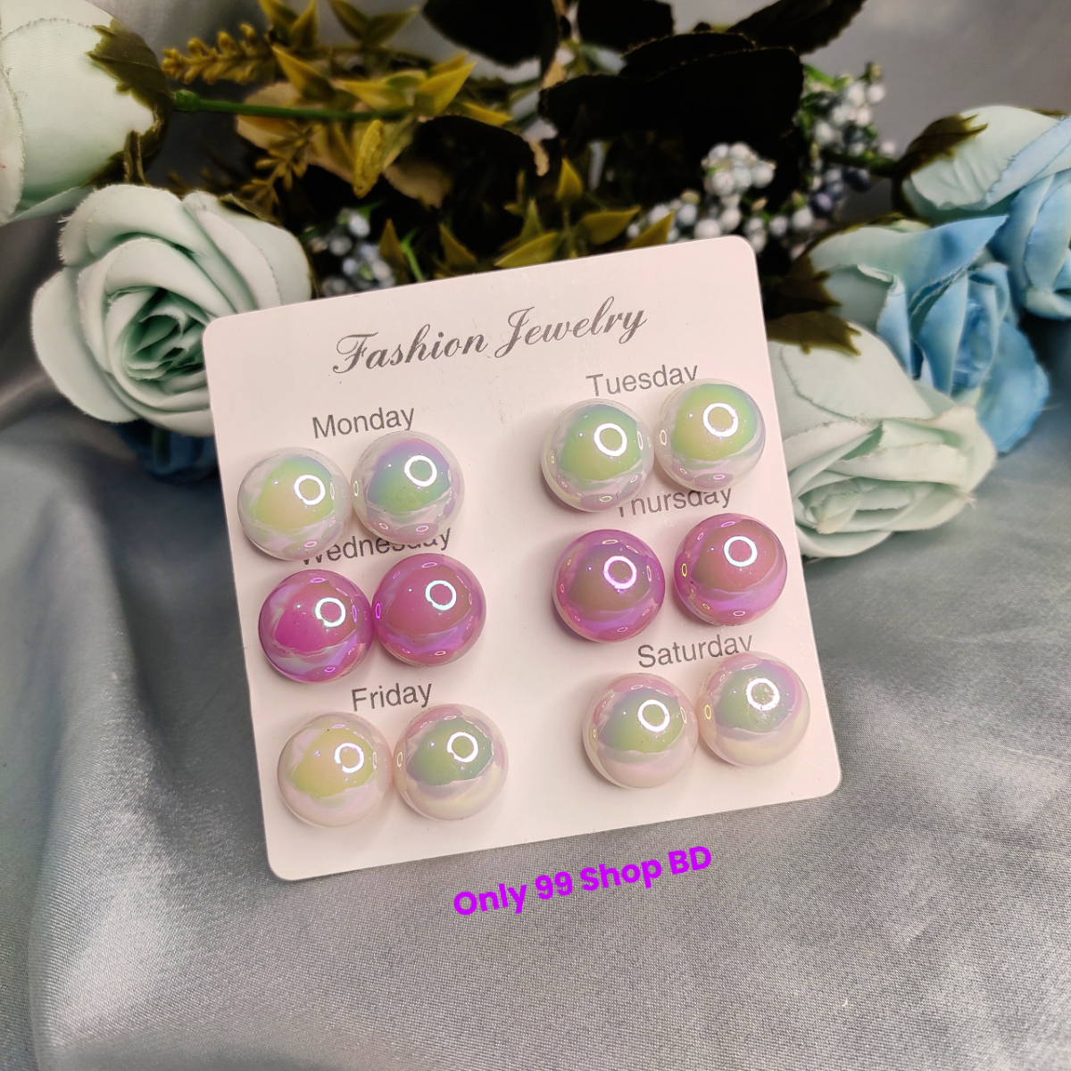 6 Pair Multicolor Charming Stud Earrings